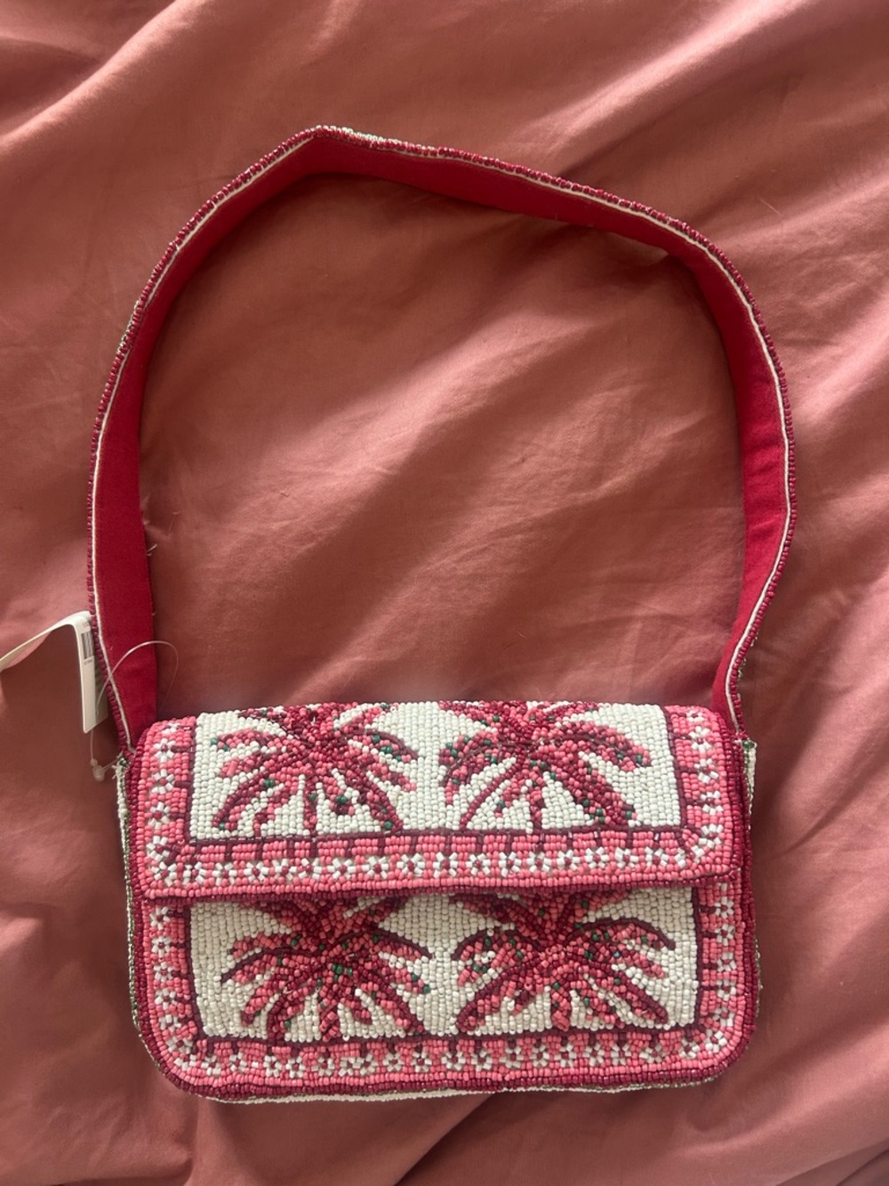 Anthropologie Fiona Beaded Palm Tropical Bag